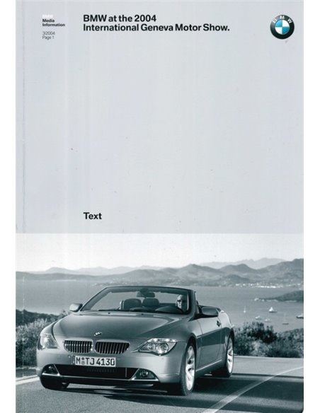 2004 BMW GENF HARDCOVER PRESSEMAPPE ENGLISCH