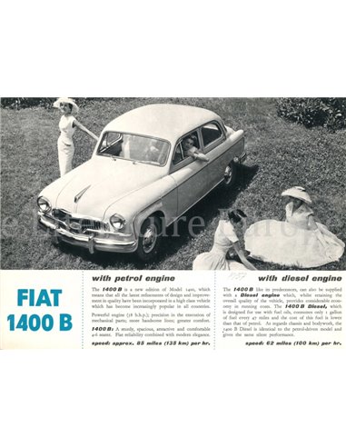 1956 FIAT 1400 B BROCHURE ENGLISH