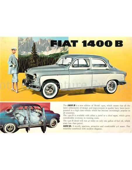1957 FIAT 1400 B PROSPEKT ENGLISCH