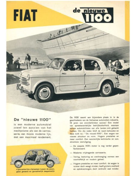 1953 FIAT 1100 DATENBLATT NIEDERLÄNDISCH