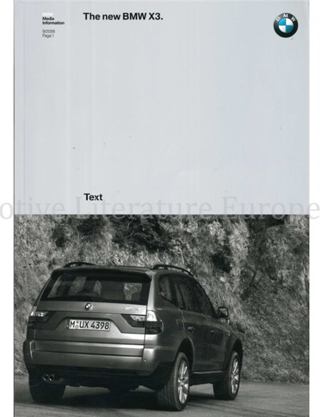 2006 BMW X3 HARDCOVER PRESSEMAPPE ENGLISCH