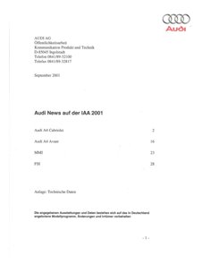2001 AUDI A4 PRESSEMAPPE DEUTSCH 2
