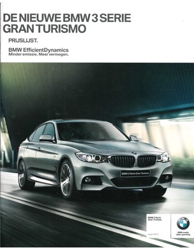 2013 BMW 3 SERIES GRAN TURISMO PRICESLIST DUTCH