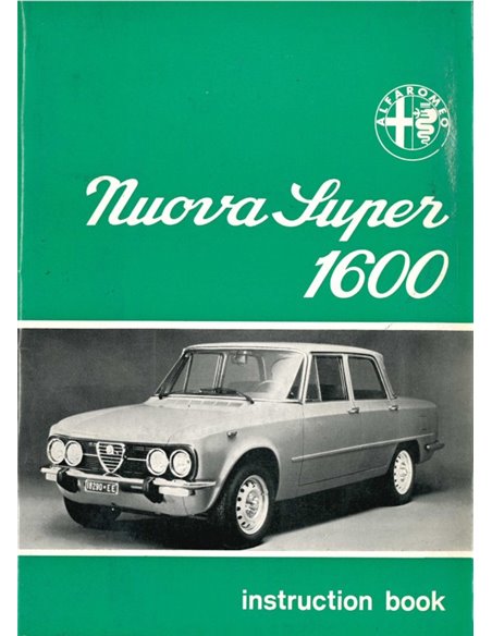 1975 ALFA ROMEO GIULIA NUOVA SUPER 1600 OWNERS MANUAL ENGLISH