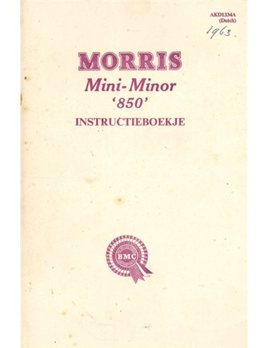 1961 MORRIS MINI MINOR 850 OWNERS MANUAL ENGLISH