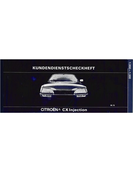 1978 CITROËN CX INJECTION SERVICEHEFT ENGLISCH