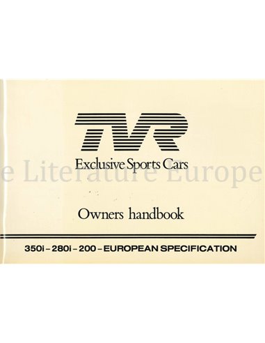 1984 TVR 200 | 280I | 350I BETRIEBSANLEITUNG ENGLISCH