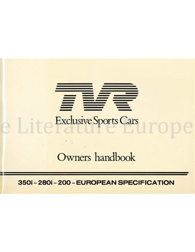 1984 TVR 200 | 280I | 350I OWNERS MANUAL ENGLISH
