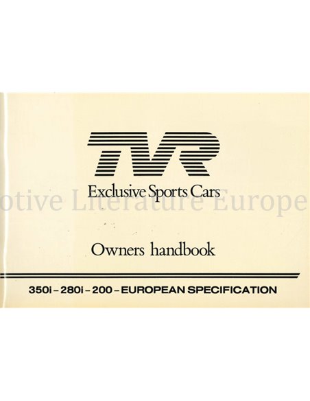 1984 TVR 200 | 280I | 350I OWNERS MANUAL ENGLISH