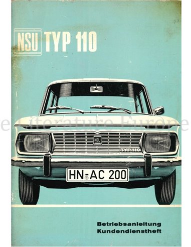 1965 NSU TYP 110 OWNERS MANUAL GERMAN