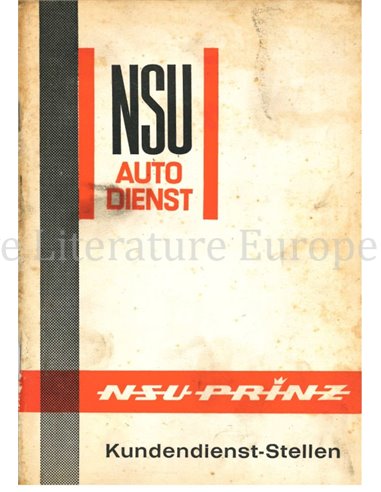 1964 NSU-PRINZ KUNDENDIENST-STELLEN HANDBUCH