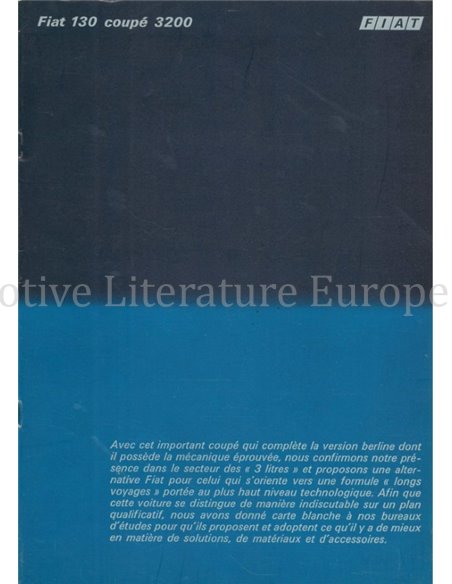 1971 FIAT 130 COUPE 3200 BROCHURE FRENCH