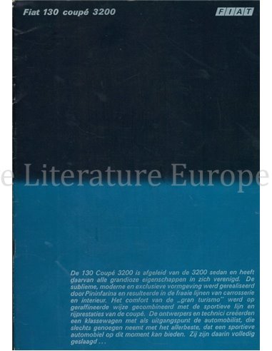 1971 FIAT 130 COUPE 3200 PROSPEKT NIEDERLÄNDISCH