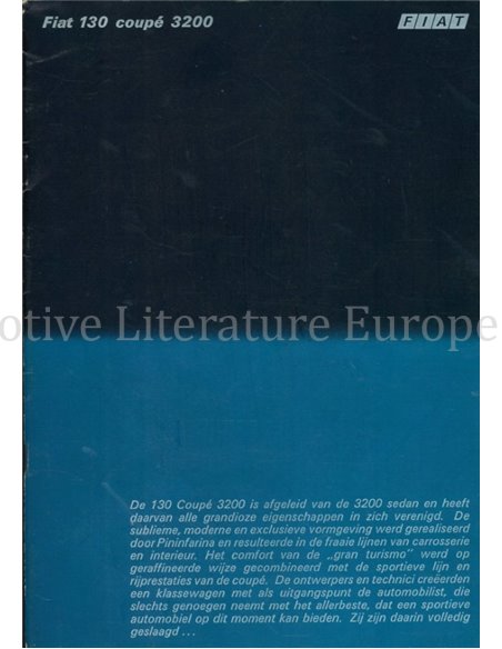 1971 FIAT 130 COUPE 3200 BROCHURE NEDERLANDS