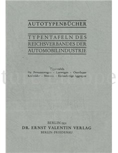 AUTOTYPENBÜCHER: TYPENTAFELN DES REICHSVERBANDES DER AUTOMOBILINDUSTRIE