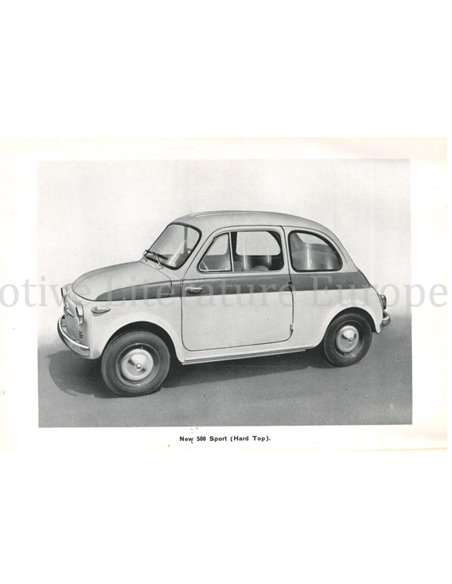 1959 FIAT 500 BETRIEBSANLEITUNG ENGLISCH