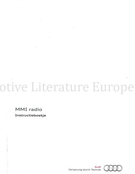 2012 AUDI MMI RADIO INSTRUCTIEBOEKJE NEDERANDS