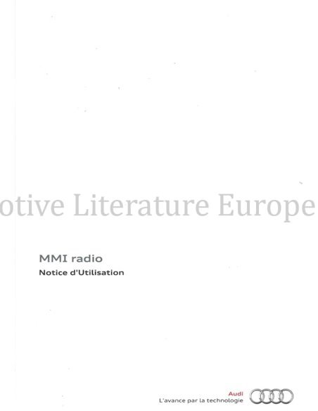 2012 AUDI MMI RADIO OWNERS MANUAL FRENCH