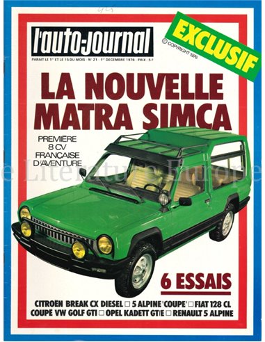 1976 L'AUTO-JOURNAL MAGAZIN 21 FRANZÖSISCH