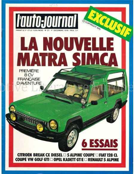1976 L'AUTO-JOURNAL MAGAZIN 21 FRANZÖSISCH