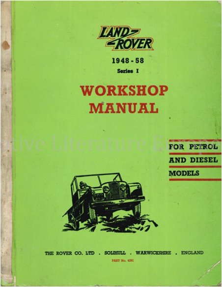1948 - 1958 LAND ROVER SERIES 1 OWNERS MANUAL ENGLISH