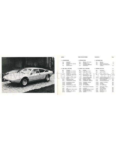 1970 LAMBORGHINI URRACO P250 OWNERS MANUAL