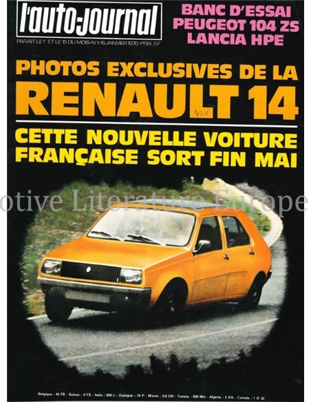 1976 L'AUTO-JOURNAL MAGAZIN 01 FRANZÖSISCH