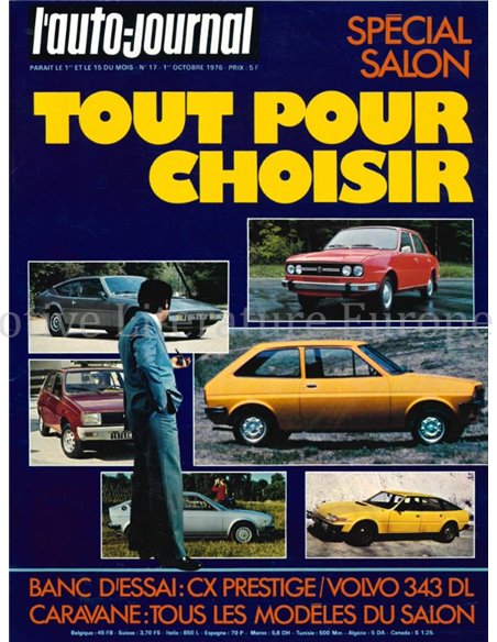 1976 L'AUTO-JOURNAL MAGAZIN 17 FRANZÖSISCH
