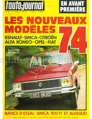 1973 L'AUTO-JOURNAL MAGAZIN 13 FRANZÖSISCH