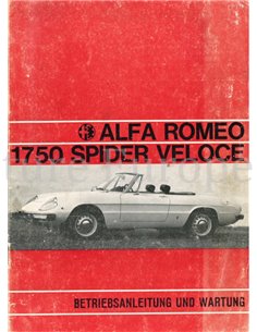 1970 ALFA ROMEO SPIDER 1750 VELOCE BETRIEBSANLEITUNG DEUTSCH