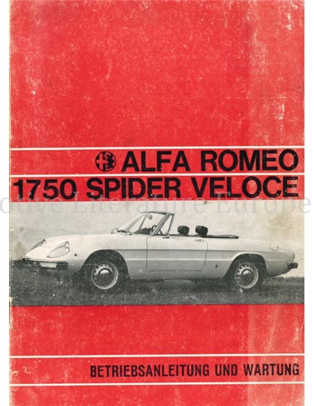 1970 ALFA ROMEO SPIDER 1750 VELOCE BETRIEBSANLEITUNG DEUTSCH