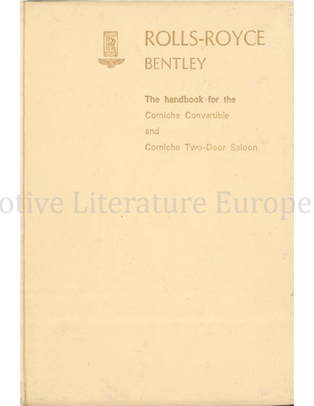 1971 ROLLS ROYCE | BENTLEY CORNICHE OWNERS MANUAL ENGLISH