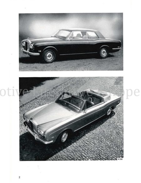 1973 ROLLS ROYCE CORNICHE BETRIEBSANLEITUNG ENGLISCH