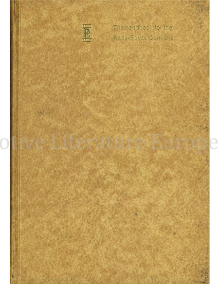 1973 ROLLS ROYCE CORNICHE BETRIEBSANLEITUNG ENGLISCH