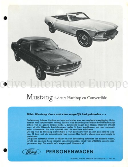 1969 FORD MUSTANG LEAFLET DUTCH