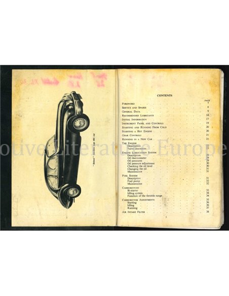 1948 BRISTOL 2 LITRE TYPE 401 OWNER'S MANUAL ENGLISH