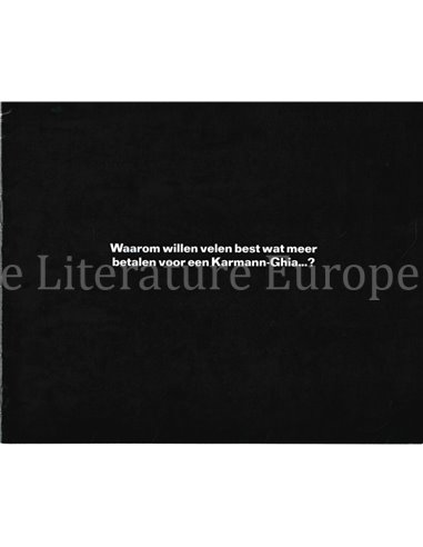 1968 VOLKSWAGEN KARMANN GHIA BROCHURE NEDERLANDS