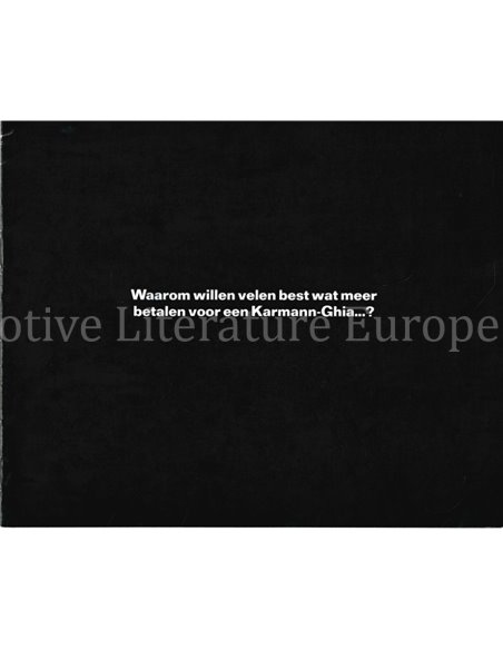 1968 VOLKSWAGEN KARMANN GHIA PROSPEKT NIEDERLÄNDISCH