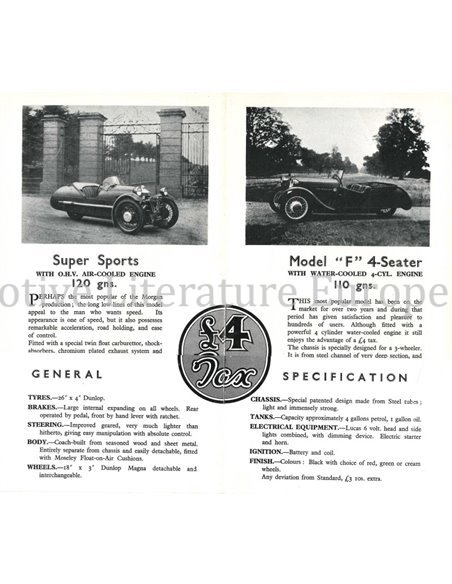 1939 MORGAN PROGRAMMA BROCHURE ENGLISH