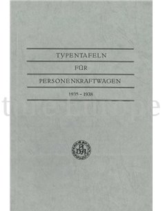 TYPENTAFELN FÜR PERSONENKRAFTWAGEN 1935 - 1938