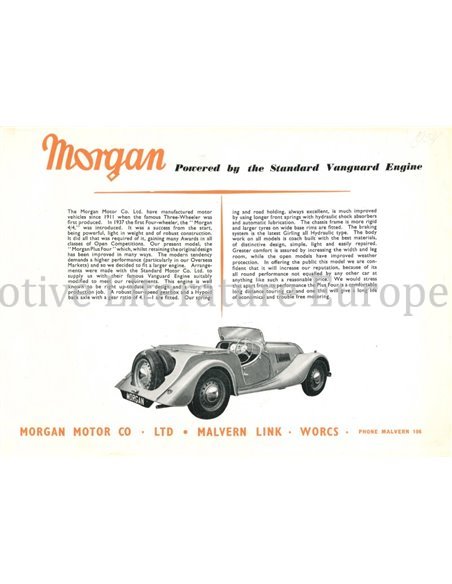 1954 MORGAN PROGRAMMA BROCHURE ENGLISH
