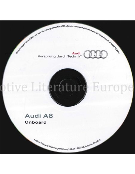 2010 AUDI A8 INSTRUCTIEBOEKJE (ONBOARD) MEERTALIG