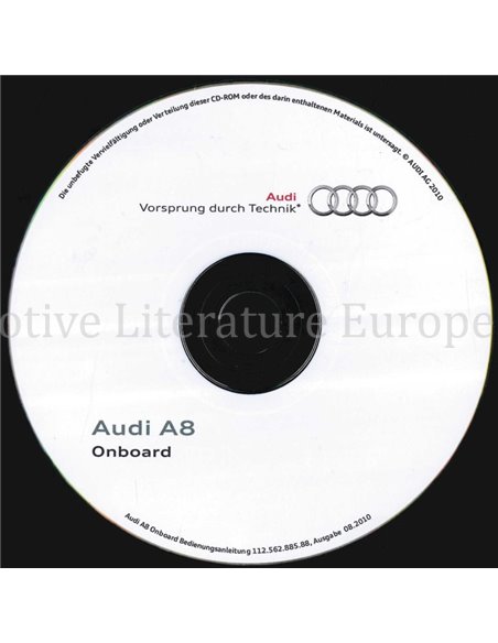 2010 AUDI A8 OWNERS MANUAL (ONBOARD) MULTILINGUAL