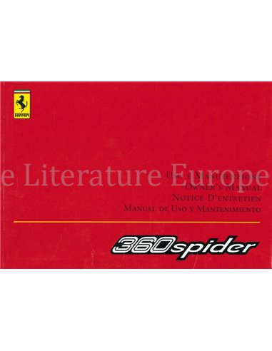 2002 FERRARI 360 SPIDER OWNERS MANUAL 1773/02