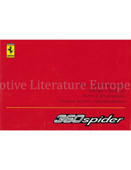 2002 FERRARI 360 SPIDER BETRIEBSANLEITUNG 1773/02