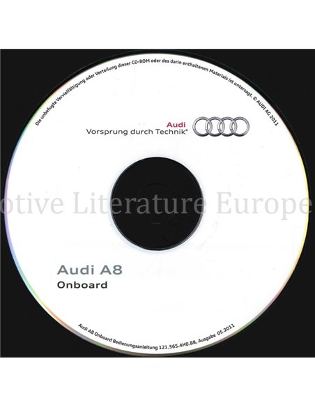 2011 AUDI A8 OWNERS MANUAL (ONBOARD) MULTILINGUAL