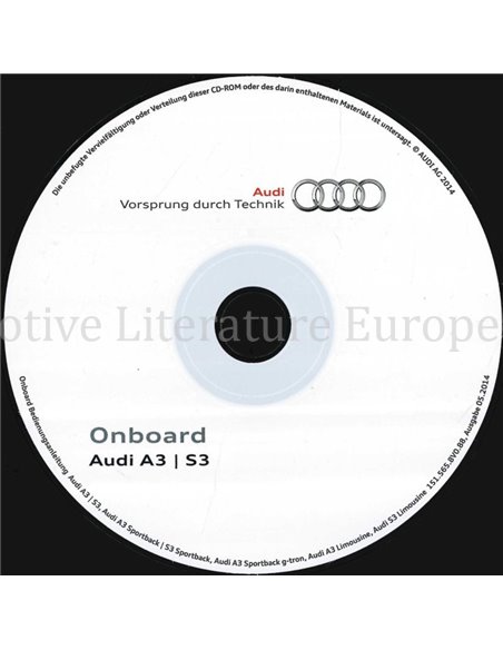 2014 AUDI A3 | S3 OWNERS MANUAL (ONBOARD) MULTILINGUAL