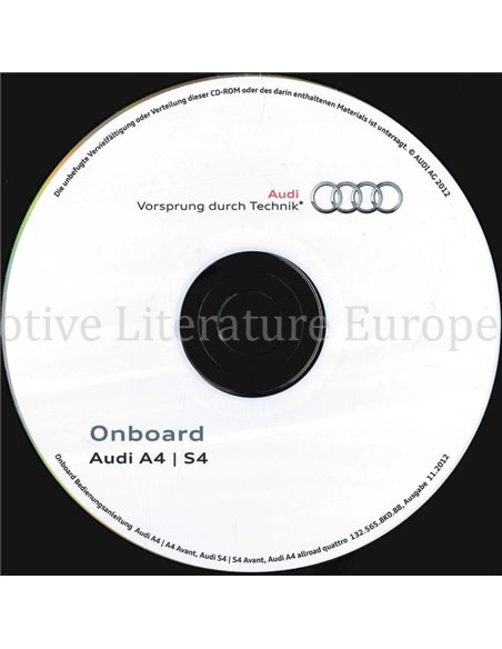 2012 AUDI A4 | S4 OWNERS MANUAL (ONBOARD) MULTILINGUAL