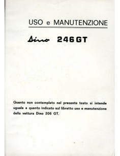 1968 FERRARI DINO 206 GT INSTRUCTIEBOEKJE 26/68 2