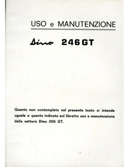 1968 FERRARI DINO 206 GT INSTRUCTIEBOEKJE 26/68